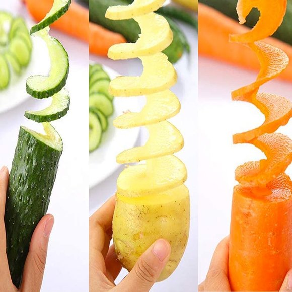 6-Piece Set: Easy Handheld Tornado Fries Maker and Potato Spiral Cutter - Picture 4 of 4